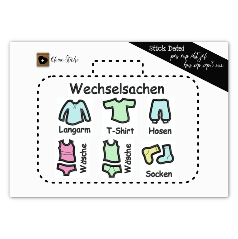 Die Stickdatei für die Weschselsachentasche