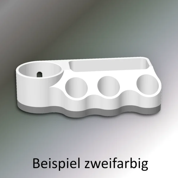 3D gedruckter Halter für den Zeitgard Pro in weiß mit grauem Rand, lange Version