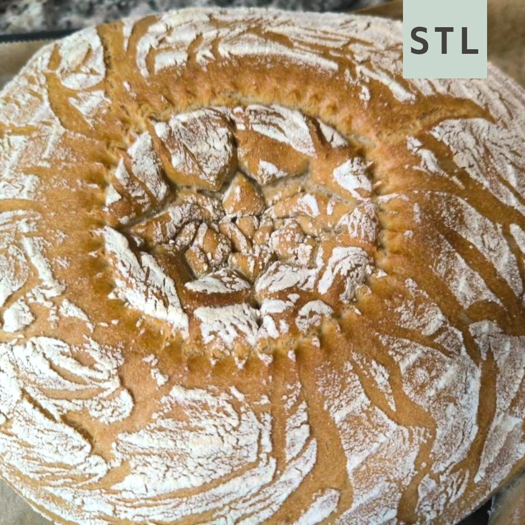 STL-Datei: Brotstempel Lotusblume – schönes Muster für selbstgebackenes Brot Kleine Stiche Gebackenes Brot mit eingeprägtem Lotusblumen-Motiv