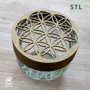 Blumenretter mit Blume des Lebens für das Glücksglas aus dem 3D-Druck. STL