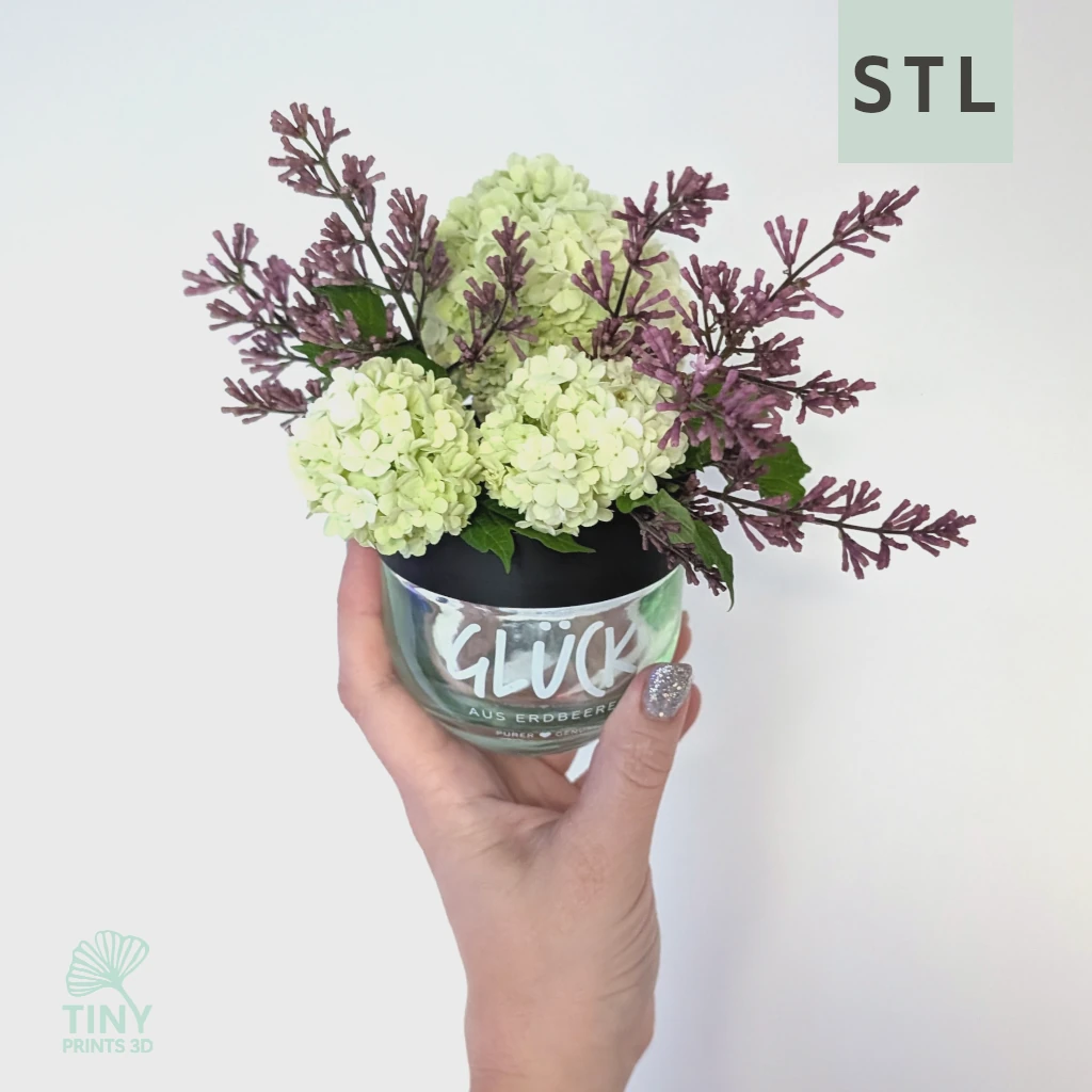 Blumenretter mit Blume des Lebens – STL-Datei für das Glücksglas Kleine Stiche Blumenretter im Glücksglas mit kleinen Blumen und Zweigen. STL