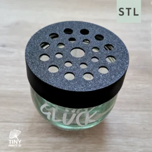 STL-Datei Blumenretter mit Lochmuster auf Glück Marmeladenglas