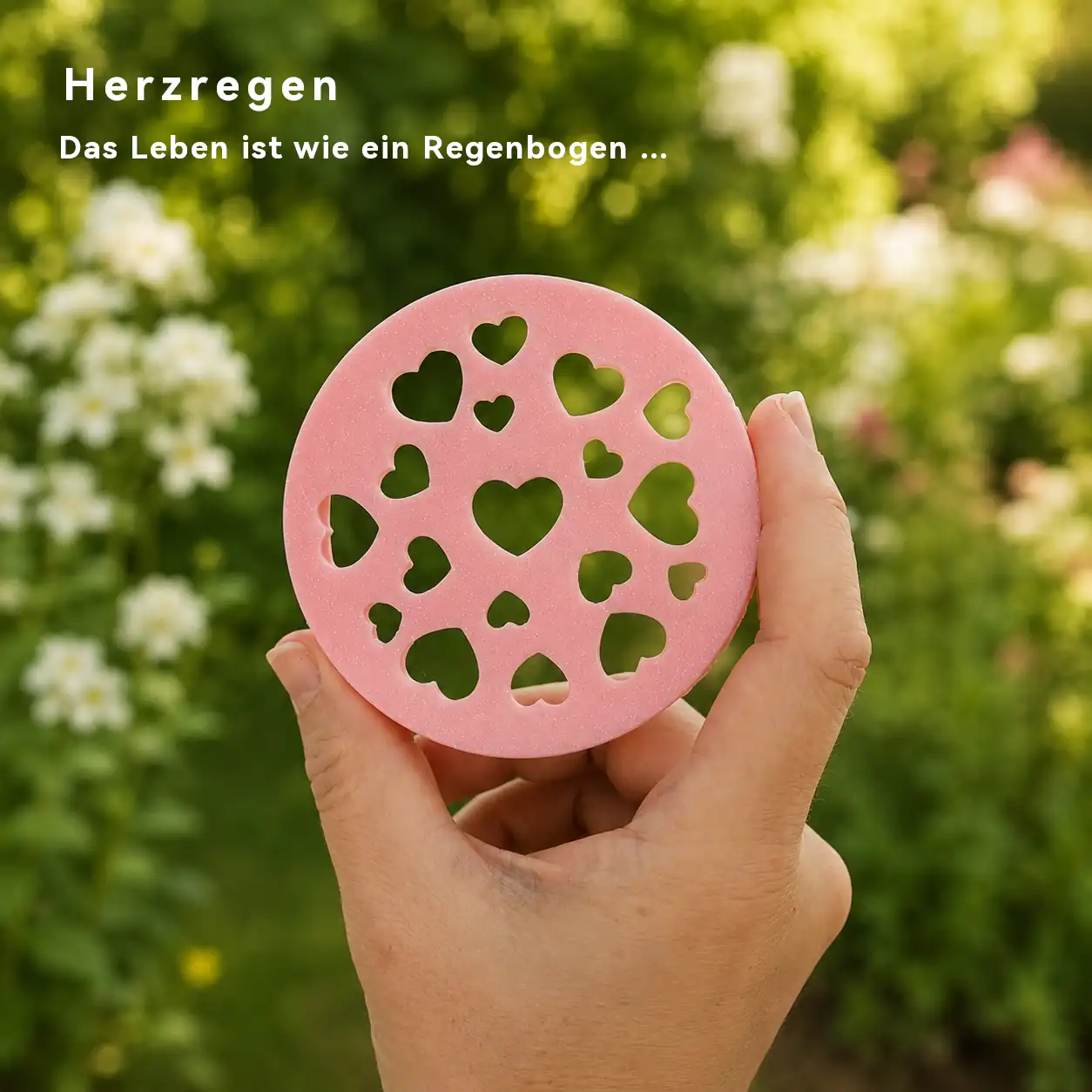 Blumenretter für das Glück Marmeladenglas Kleine Stiche Blumenretter Herzregen mit Herzmuster für das Glücksglas