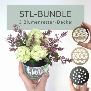 Blumenretter STL-Bundle für das Glücksglas mit drei Deckelvarianten
